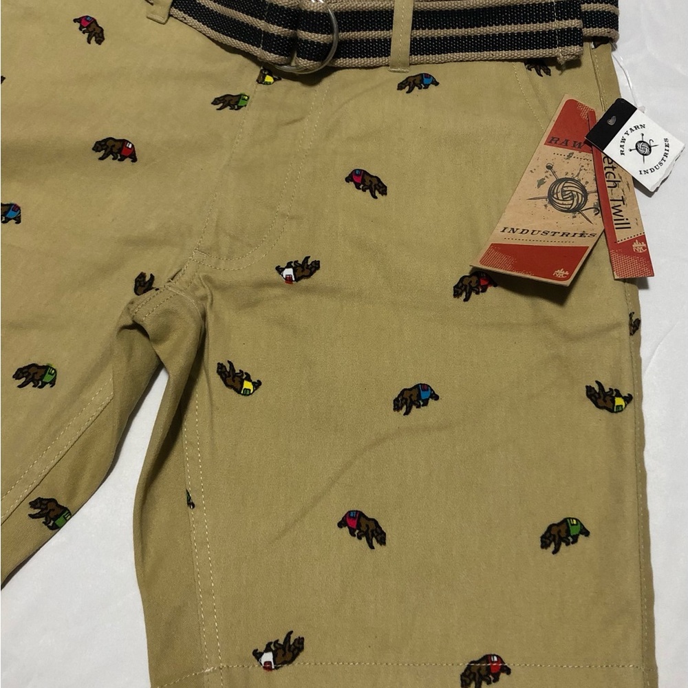 MENS RAW YARN INDUSTRIES NEW W.T. BearStretch Twill Khaki Shorts/ Belt Size 30 - Picture 9 of 12